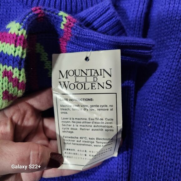 Mountain Lid Woolens Geomtric Knit Sweater Womens SZ XL Deadstock Vintage 80s - Picture 3 of 9